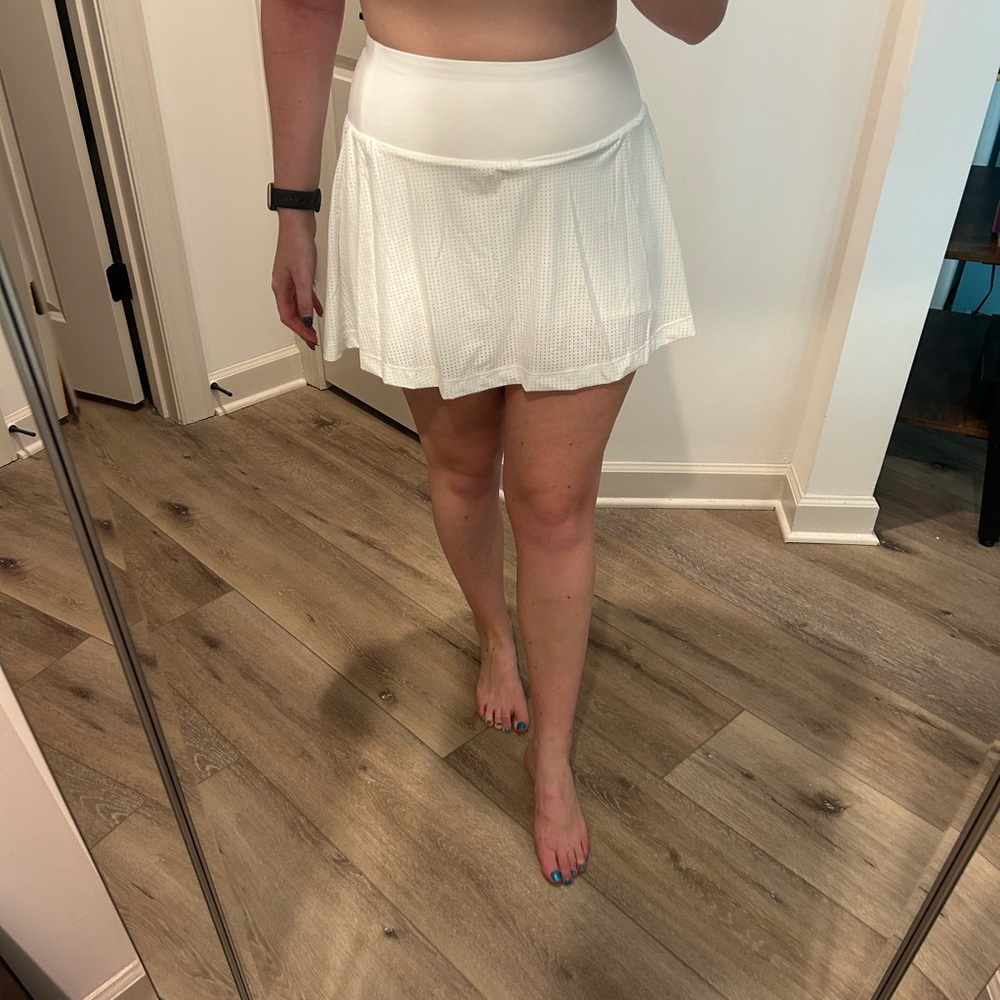 White Calia Pleated Mesh Golf/Tennis Skort